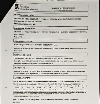 caderneta predial tondela 66